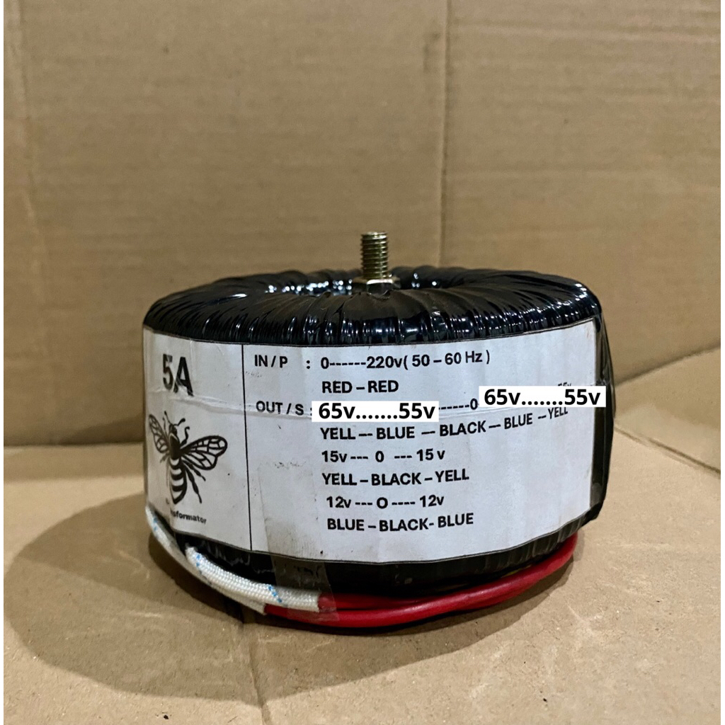 Trafo toroid donat 5amper ct 65v-55v murni free baut pemasangan
