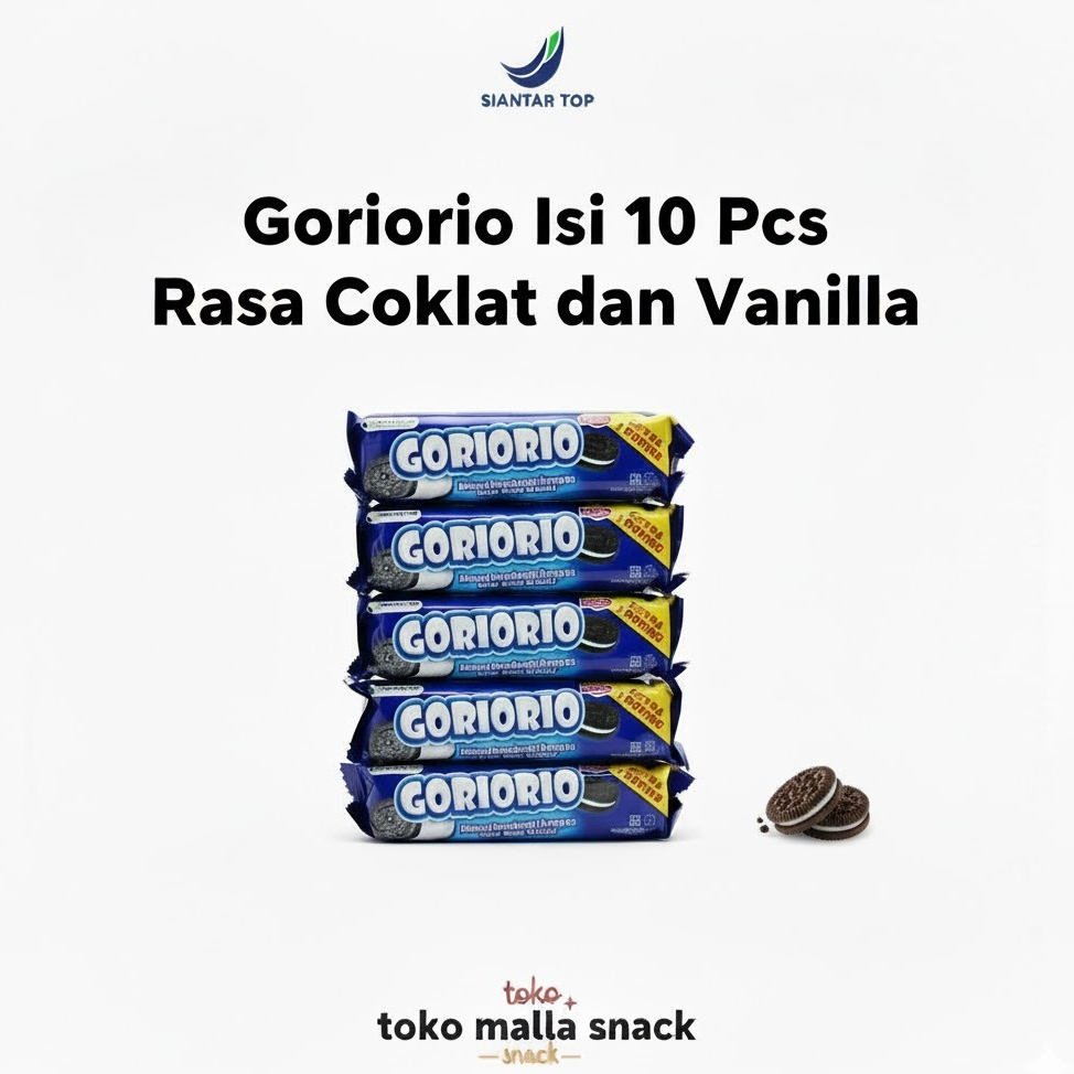 GORIORIO BISKUIT ISI 10 PCS PILIH RASA COKLAT VANILLA / SNACK GORIO RENTENG CAMILAN RINGAN ENAK