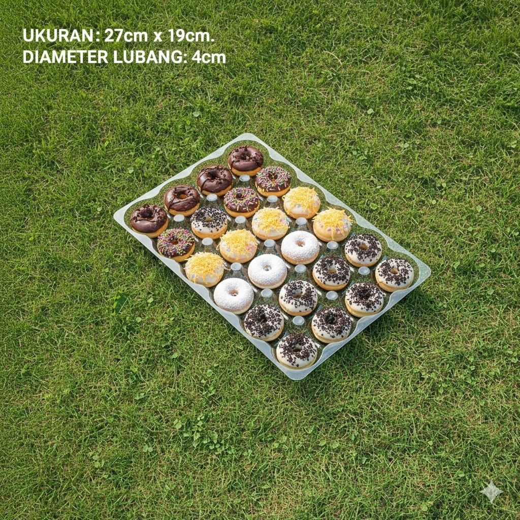 Mika tray alas tatakan plastik donat mini 24 lubang isi 25pcs per pack 24 lubang 24 lobang donat kec