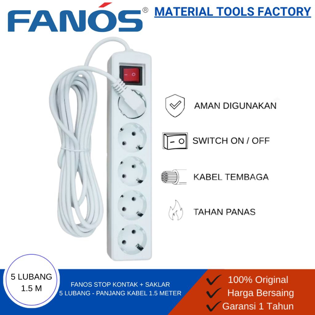 STOP KONTAK - STOP KONTAK 5 LUBANG - STOP KONTAK KABEL - STOP KONTAK ARDE - TERMINAL LISTRIK 5 LUBAN