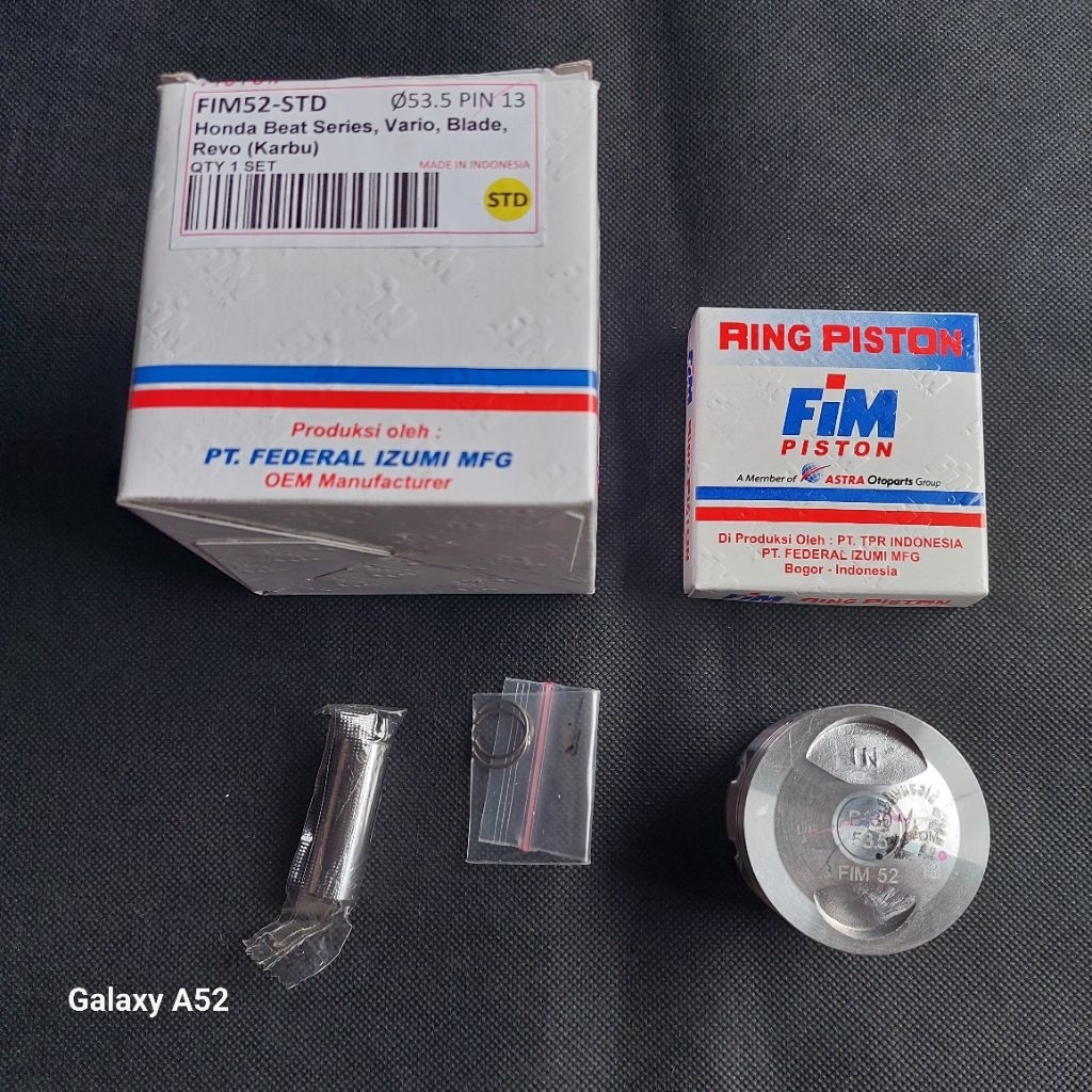 Paket Piston Kit Ring Seher FIM52.Beat Fi Karbu Scoopy Fi Karbu Spacy Fi Karbu Vario 110 Karbu. 53.5