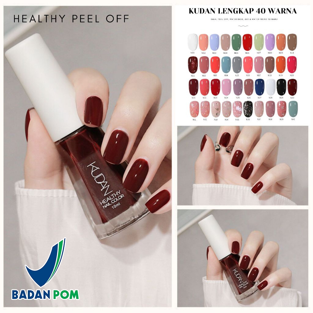 Lumea Beauty - [GROSIR] BPOM KUDAN HEALTHY NAIL POLISH KUTEK PEEL OFF CAT KUKU HALAL BISA DIKELUPAS 