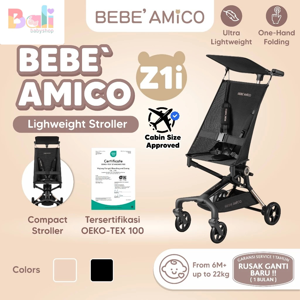 BEBE AMICO Z1i Stroller / Lightweight Stroller / Cabin Size Stroller / Stroller Ringan Kabin Size