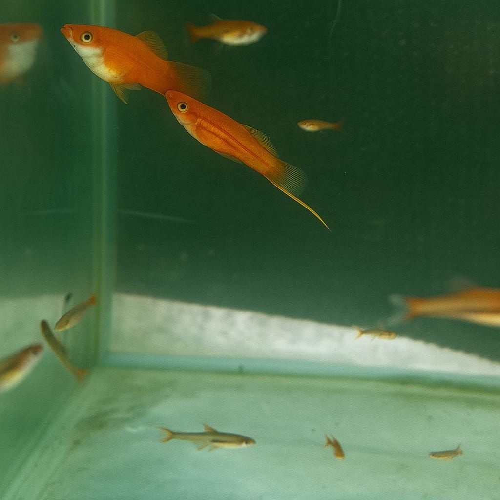 hiasan untuk akuarium ikan hias platy pedang merah sepasang (betina&jantan) akuascape