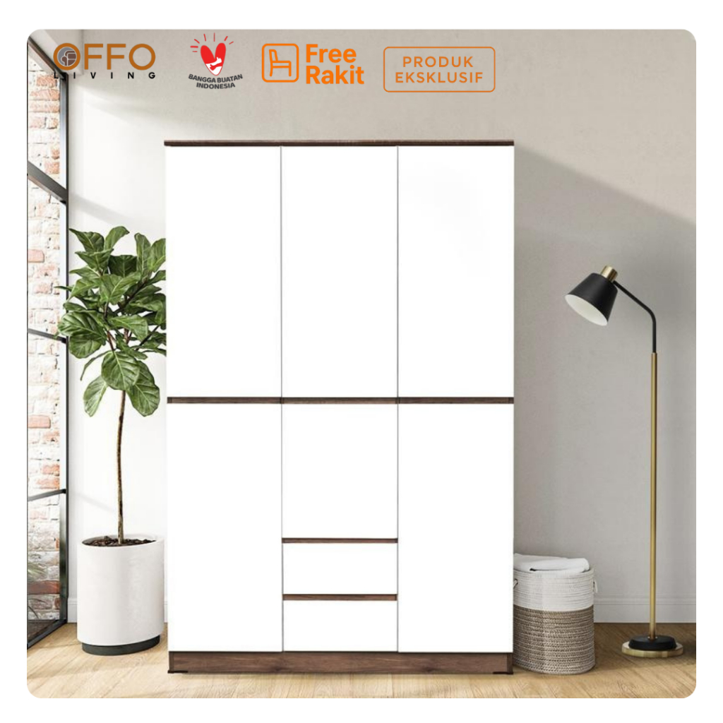 Offo Living - Lemari Pakaian Santorini 3 Pintu - Lemari Pakaian