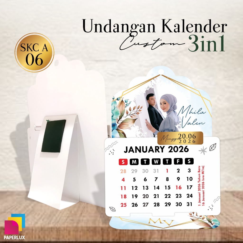 CETAK UNDANGAN PERNIKAHAN KALENDER 3IN1 CUSTOM - UNDANGAN NIKAH UNIK KEKINIAN