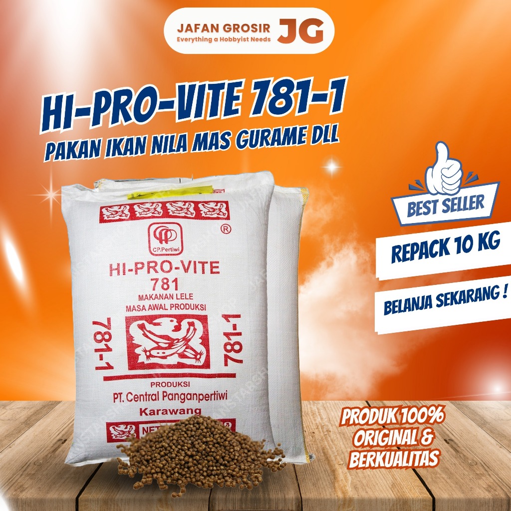 Pakan Pelet Ikan Lele 10 kg HI-PRO-VITE 781-1 Untuk Bibit Ukuran 6-8cm