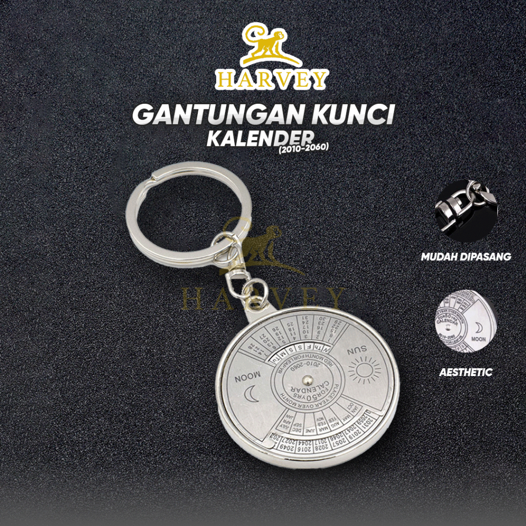 Gantungan Kunci Kalender Perpetual 2010-2060 50 Tahun Stainless Steel