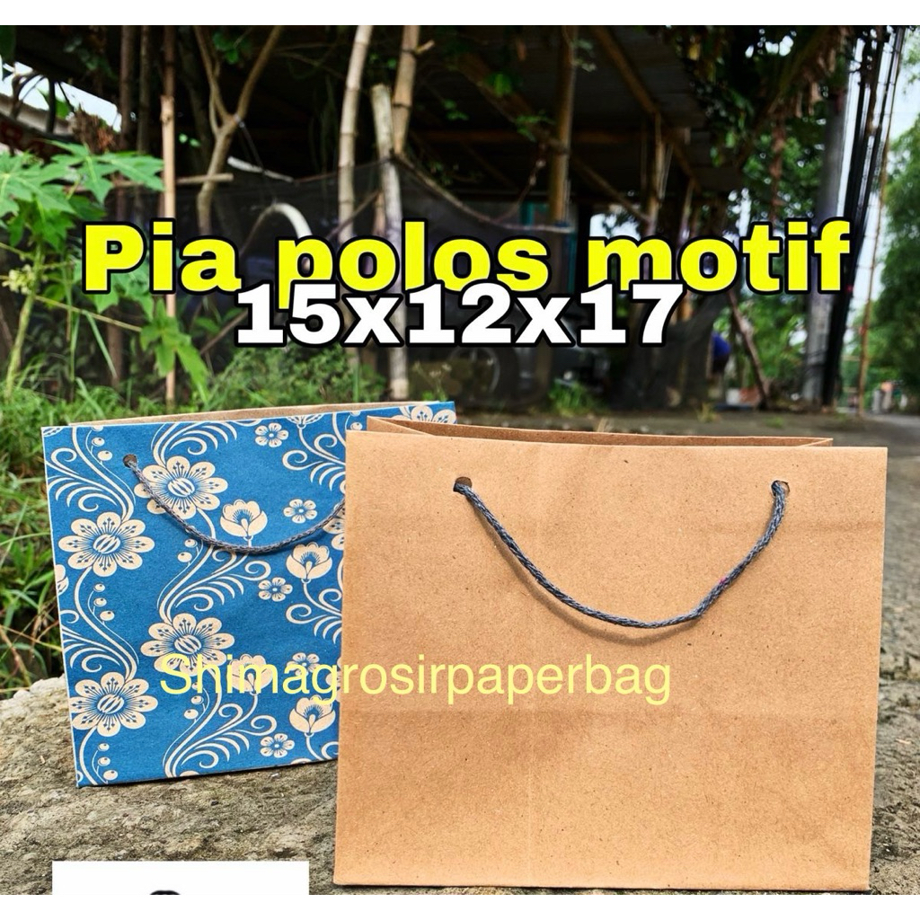 paperbag R3/pia ukuran 15x12x18 (paket 12 pcs)1 lusin tas kertas/tas kado/tas angsul/hajatan