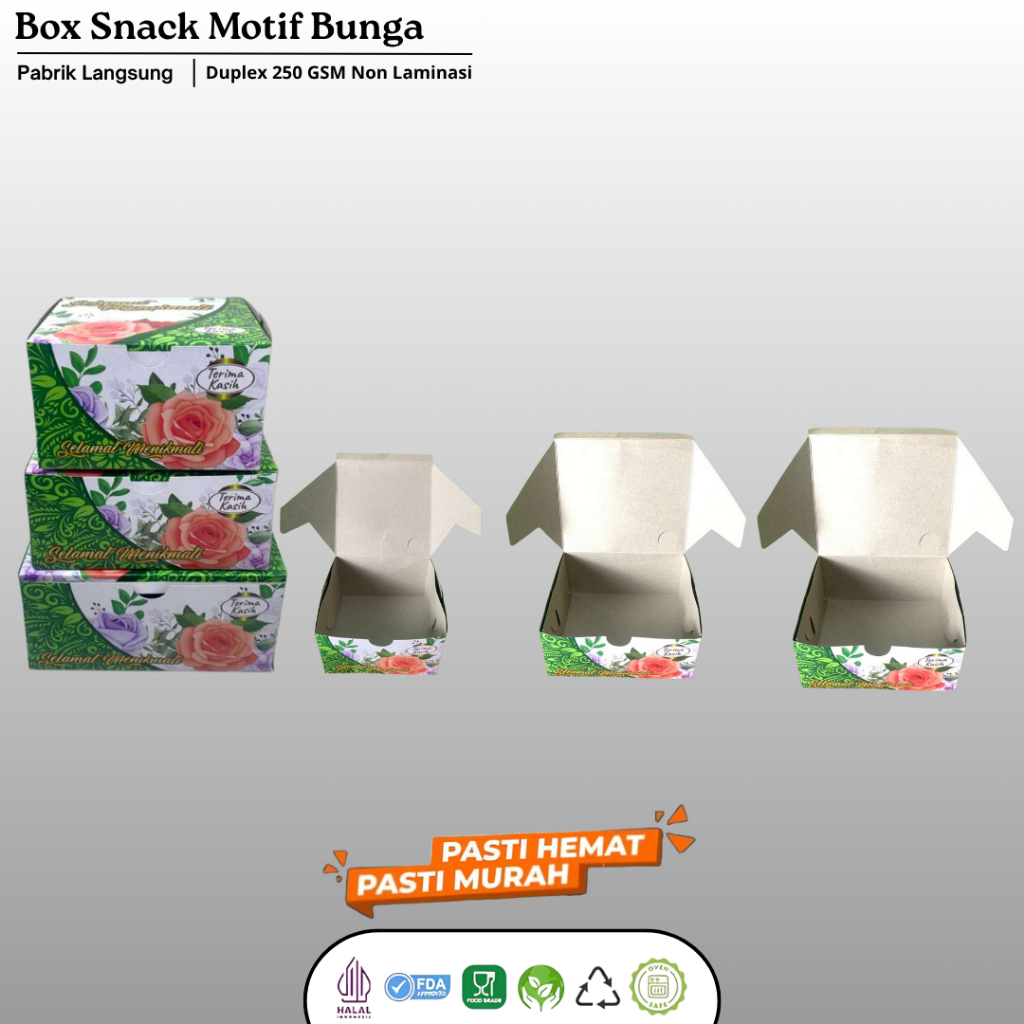 Snack Box 12 14 16 Box Snack Dus Makanan Roti Dus Snack Motif Hijau