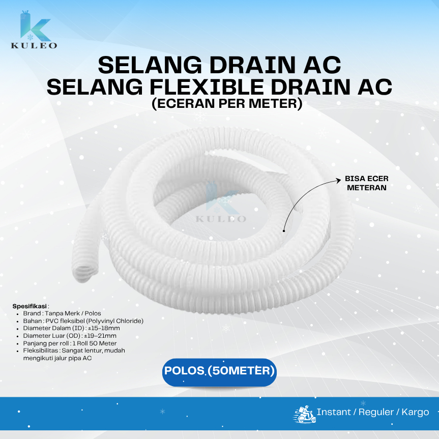 Selang Flexible Pembuangan Air AC - Selang Drain AC / Selang Buangan Air AC Per meter - Selang Drain