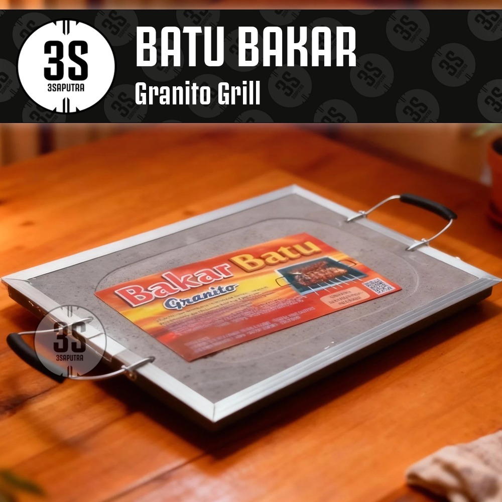 BATU BAKAR GRANITO GRILL PANGGANGAN SATE BBQ AYAM DAGING IKAN JAGUNG SOSIS
