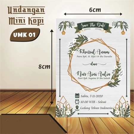 Undangan Mini Kopi Custom Murah - Undangan Nikah Simpel Minimalis - UMK Ukuran 6x8 cm