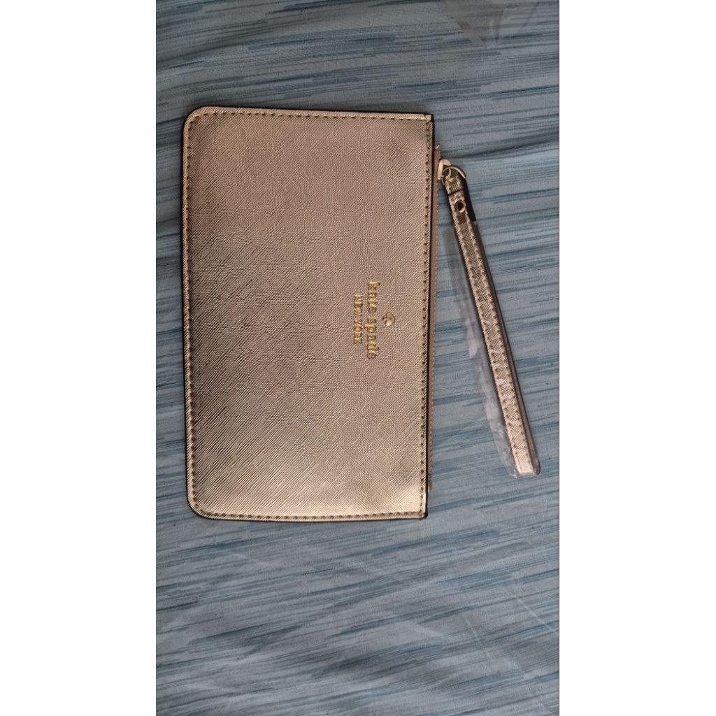 Kate Spade Gold Leather Zipper Wallet Pouch