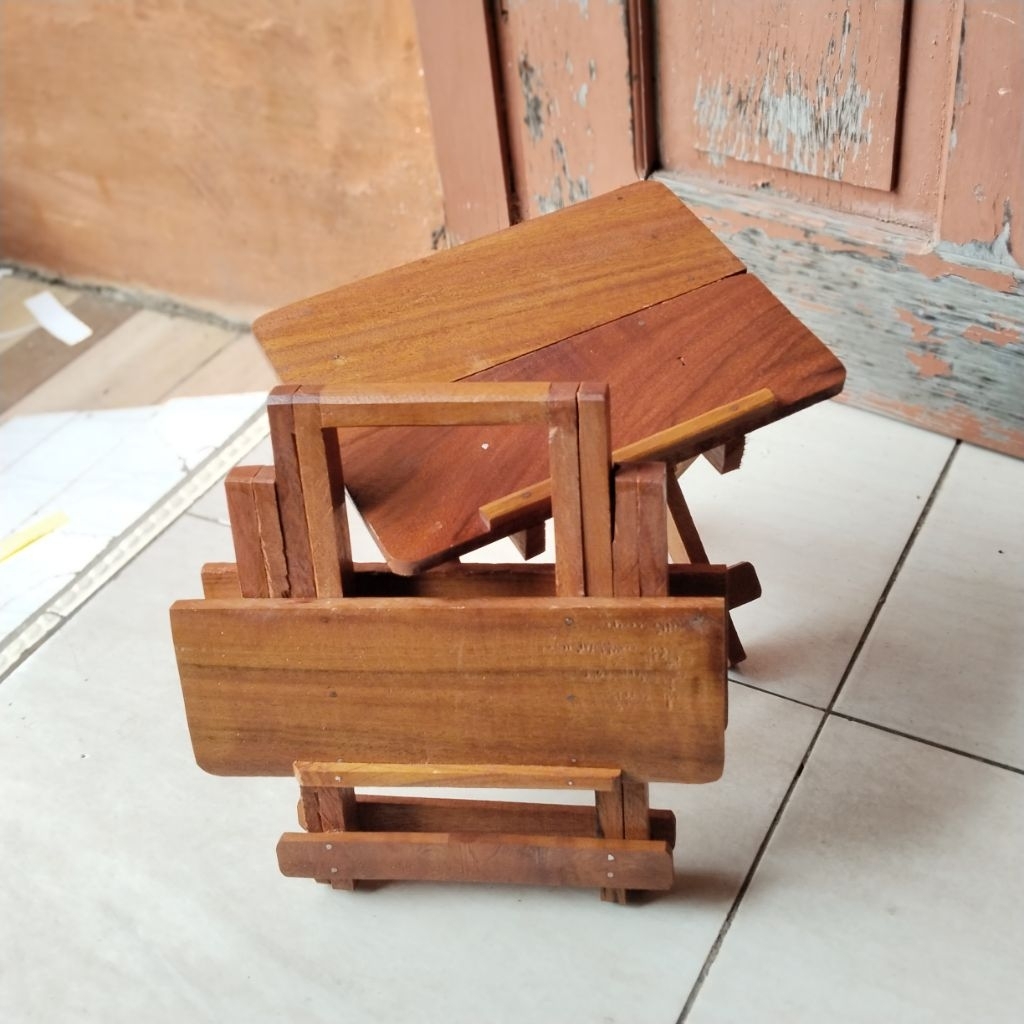 AL BARIQI Meja Lipat / Rehal Bahan Kayu Ulin / Kayu Besi Ukuran Lebar 20cm Tipe Miring