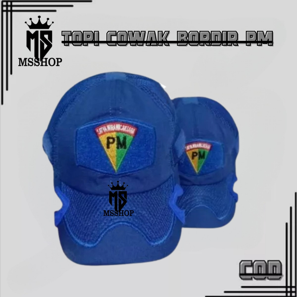 Topi Tactical Coak Biru Bordir Logo Pm/polisi militer