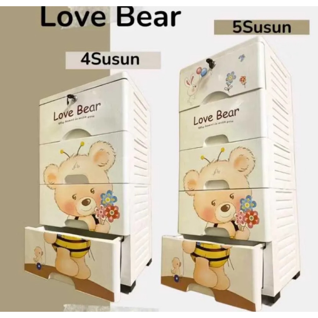 Lemari Pakaian Plastik susun 4 susun 5 Plastik Karakter / Lemari Karakter 5 susun / Lemari Laci 4 su