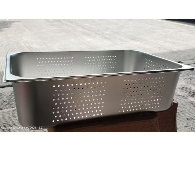 Baskom kotak bolong / Food pan bolong / Nampan stainless bolong