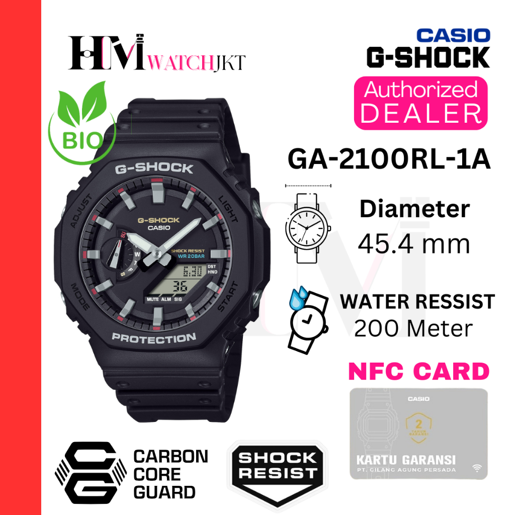 CASIO G-SHOCK GA-2100RL-1ADR Jam Tangan Pria Original Analog-Digital Rubber Antiair GA-2100RL-1A GA2
