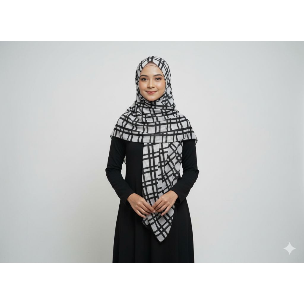 Hijab Segi Empat Yoryu Motif Kotak