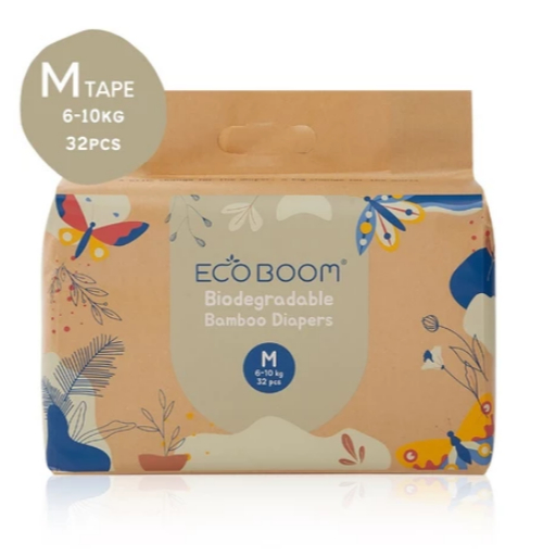 ( 5 PCS ) Eco Boom Bamboo Diaper M32 - Popok Tape Bayi Eco Friendly Diaper