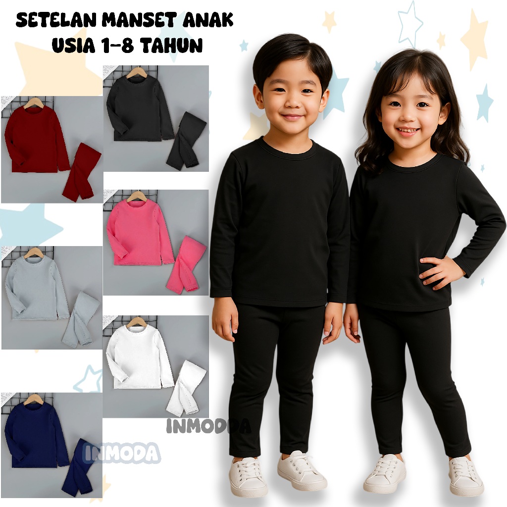 SETELAN MANSET DAN LEGGING ANAK PEREMPUAN  SETELAN ANAK BAHAN SPANDEX LEMBUT DAN ELASTIS USIA 1-8TAH