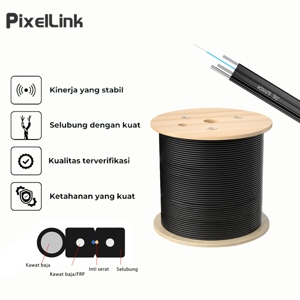 PixEILink Dropcore 1 Core 3 Seling Kabel Fiber Optik Mimacro Kabel Fiber Optik 1000M FTTH