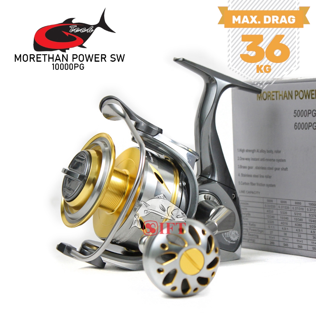 Reel G-TECH MORETHAN POWER SW 4000 s/d 10000 HG PG BGS | Power Handle Metal Body Saltwater | Laut Re