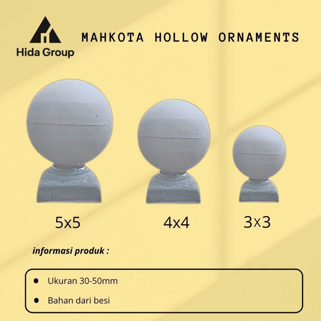 Mahkota hollow kotak besi ornamen pagar Aksesoris tralis Semua ukuran