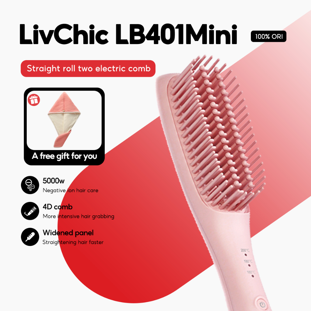 LivChic LB401 Mini 4in1 30 Watts Catokan Sisir Pelurus Rambut  [Barang Lokal]
