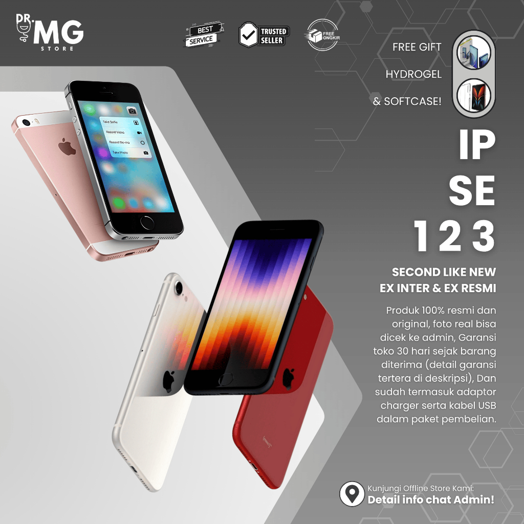 Resmi | iPhone SE 2022 | SE 2020 | SE 2016 256gb | 128gb | 64gb Fullset Resmi Original Likenew