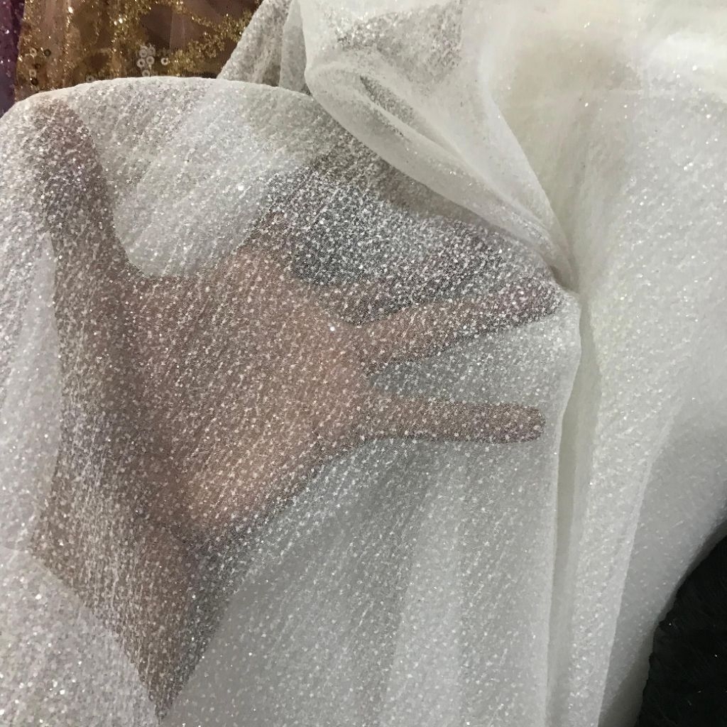 kain organza glitter - kain organza kaku gliter - kain butik - kain organza gaun