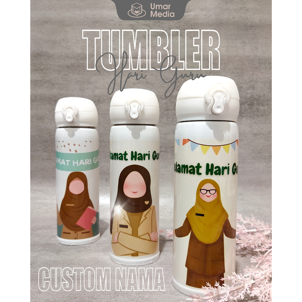 Tumbler Custom Hari Guru | Kado Spesial Guru | Tumbler Motif Batik Nama & Karakter