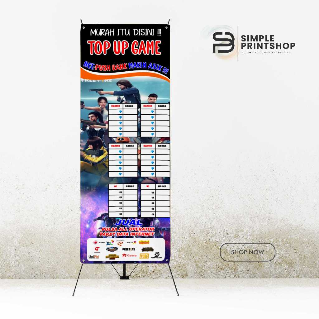 print spanduk banner 60x160 top up game custom desain
