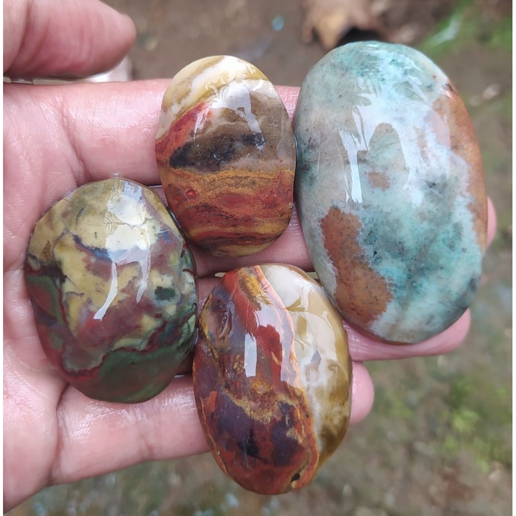 (COD) batu akik varian pancawarna garut cristal clasik baru pola dim jumbo borongan hemat