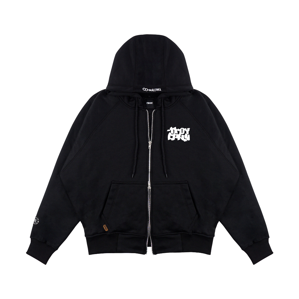 Troy Company Hoodie Boxy Double Slider Zip Black Skatehoulette - Hoodie Zipper Hitam ZDSH 3380