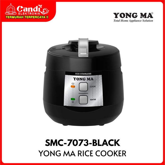 YONG MA Rice Cooker 2 Liter Inner Pot Stainless Steel SMC-7073-BLACK