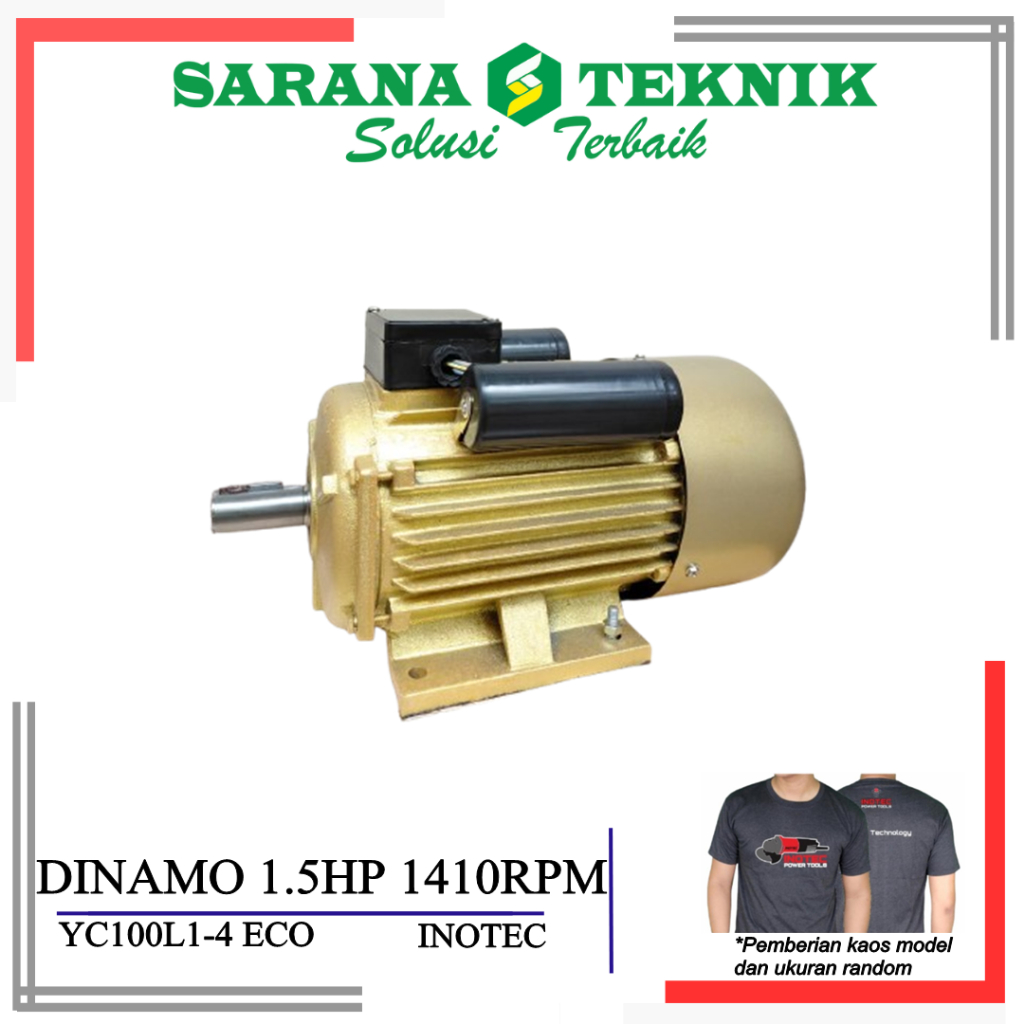 DINAMO 1.5HP 1410RPM, 1PHASE INOTEC (YC100L-4 HD& YC100L1-4 ECO)