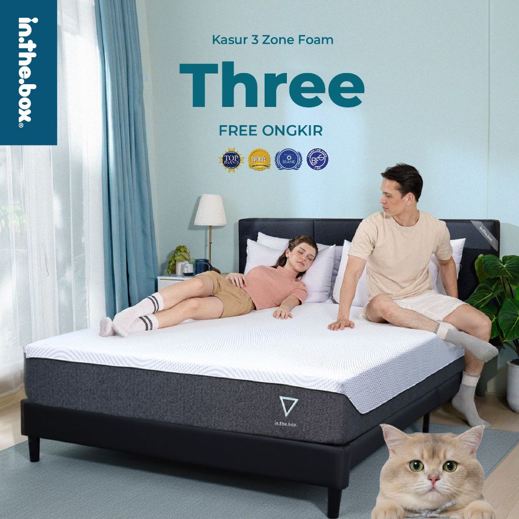 Kasur IN THE BOX Three Hybrid Airwave Foam - FREE Bantal | Ukuran 90x200, 100x200, 120x200, 140x200,