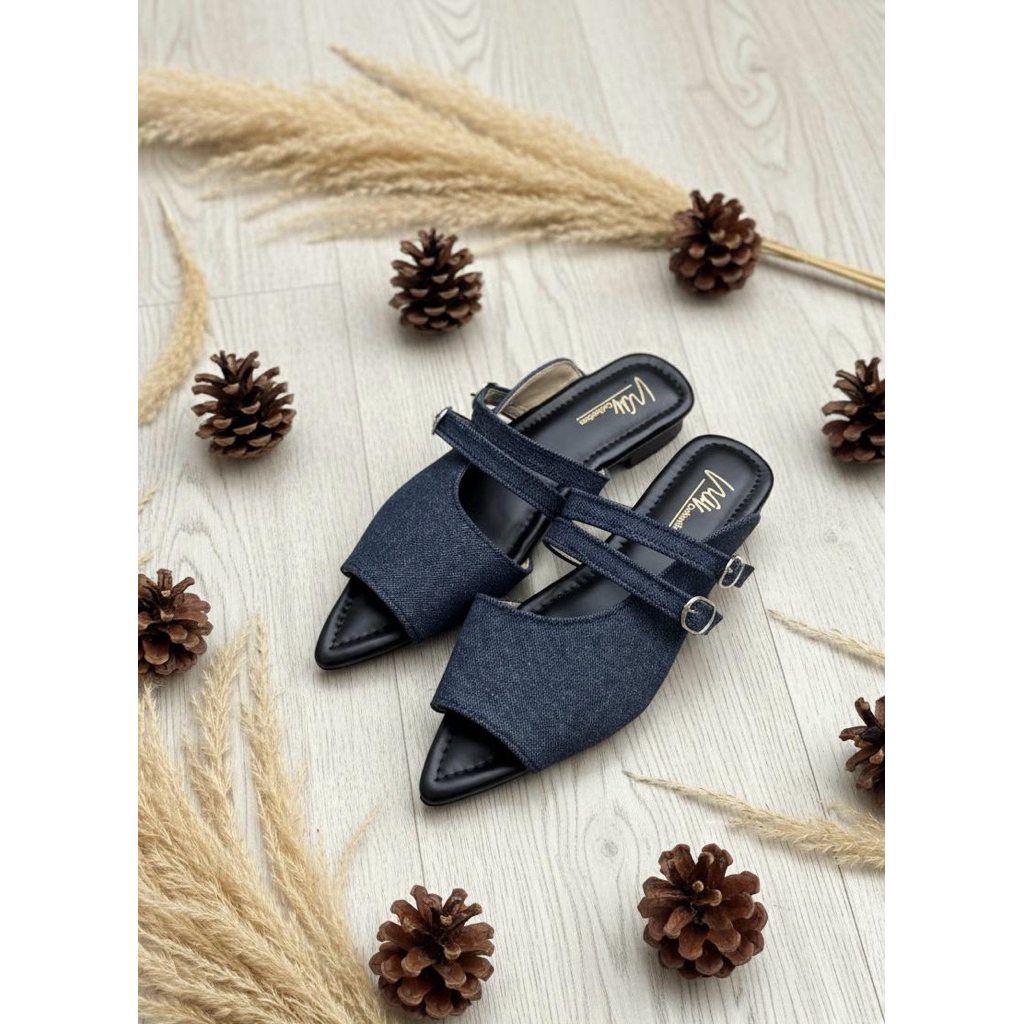 Sandal wanita mules hak datar