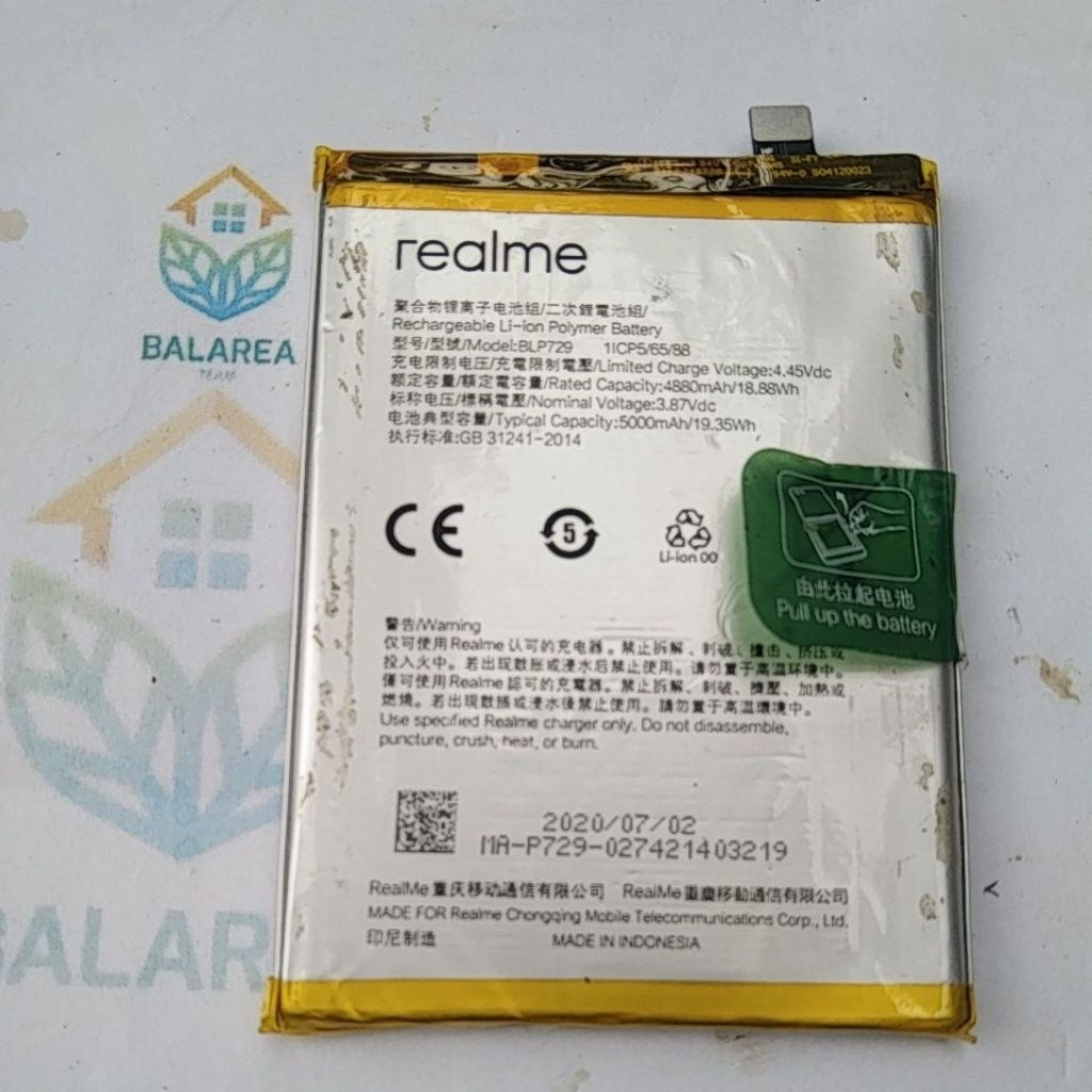 Baterai Realme C3 C11 C20 BLP 729. Second Original