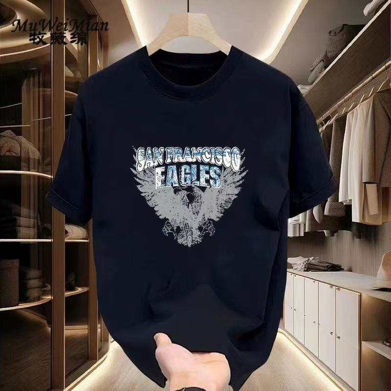 (COD)"Kaos T-shirt dengan Desain Artistik Burung Elang dan Teks 'San Francisco Eagles' dengan Efek K