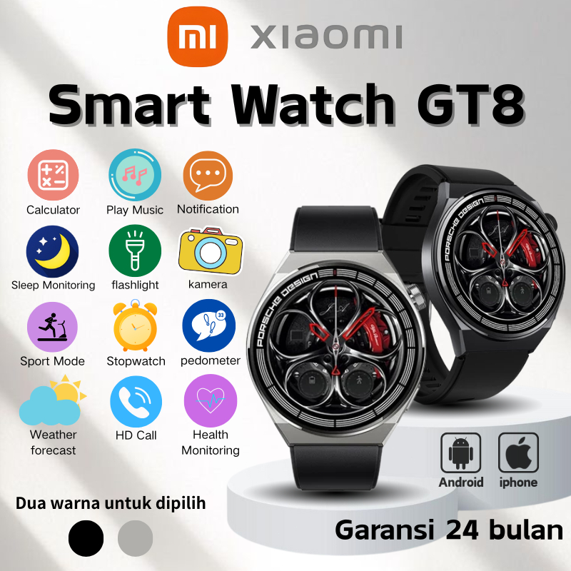 [100% Original] Xiaomi SmartWatch GT8, Panggilan suara, tampilan jam khusus, MP4, pemantauan detak j