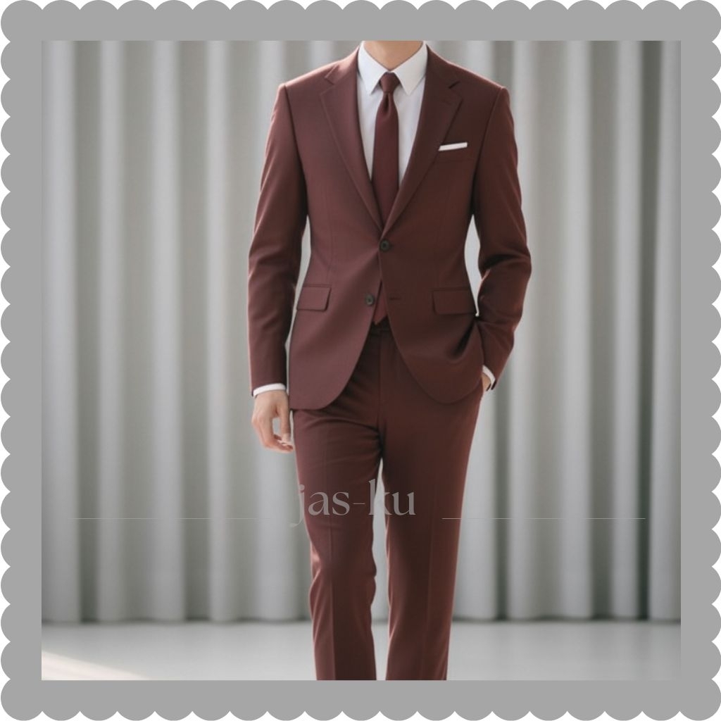 JAS-KU | Setelan Jas Dan Celana Pria Warna Maroon Baru Blazer Set Murah Setelan Nikah Formal Viral