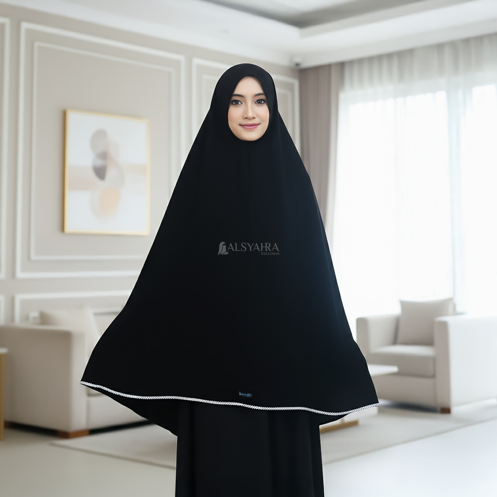 Set Khimar Syari Niqab Bandana Huraiyah Jetblack Alsyahra Exclusive Size XL