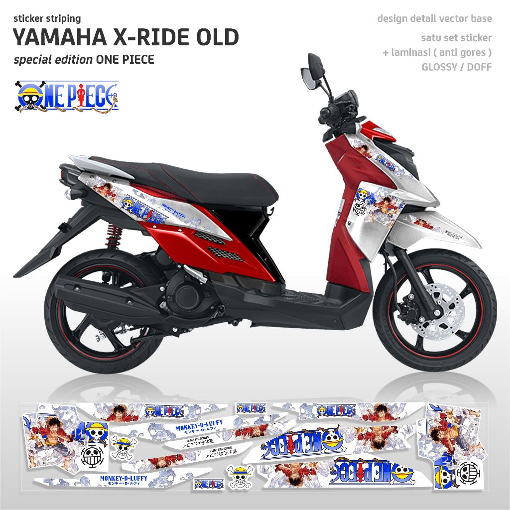 A xedecal Stripping Transparan UV X ride Old One Piece Luffy / stiker vinyl Anti gores