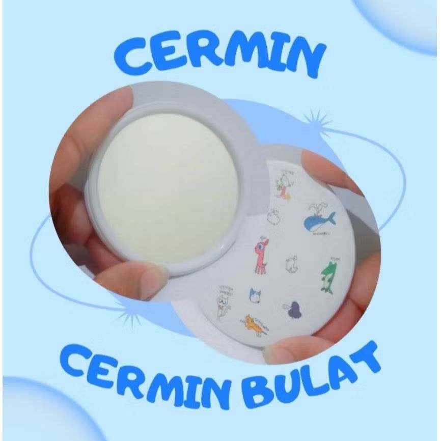 CERMIN KACA BULAT KARAKTER/KACA DANDAN SOUVENIR/KACA MINI RIAS/KACA TRAVELLING