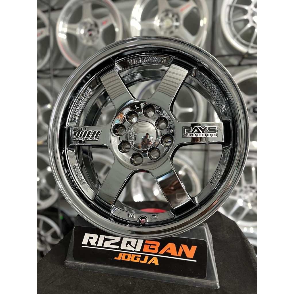velg te37 r16 black chrome pcd 4x100/114 kondisi baru
