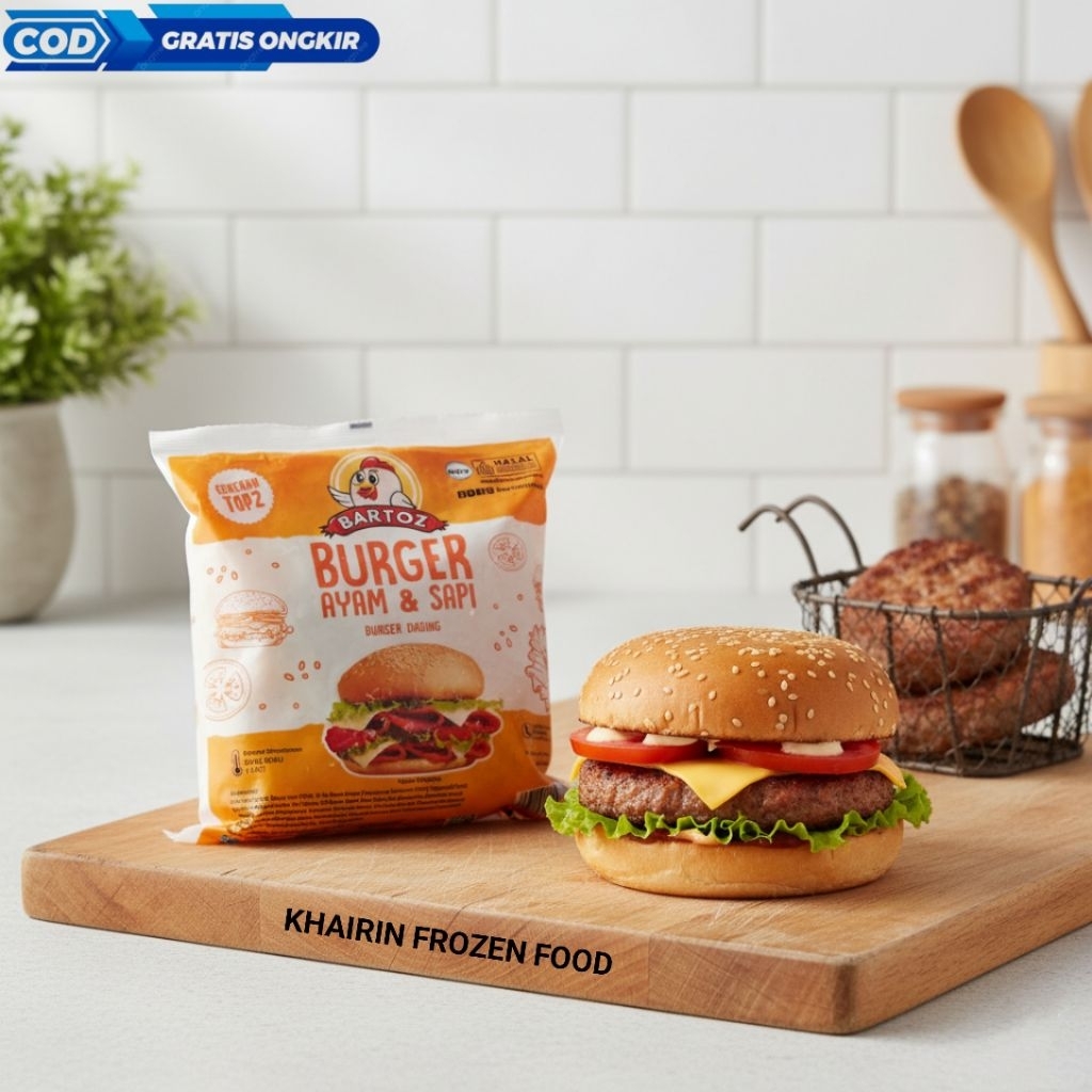Bartoz Daging Burger Kombinasi Ayam Dan Sapi Frozen Food Khairin
