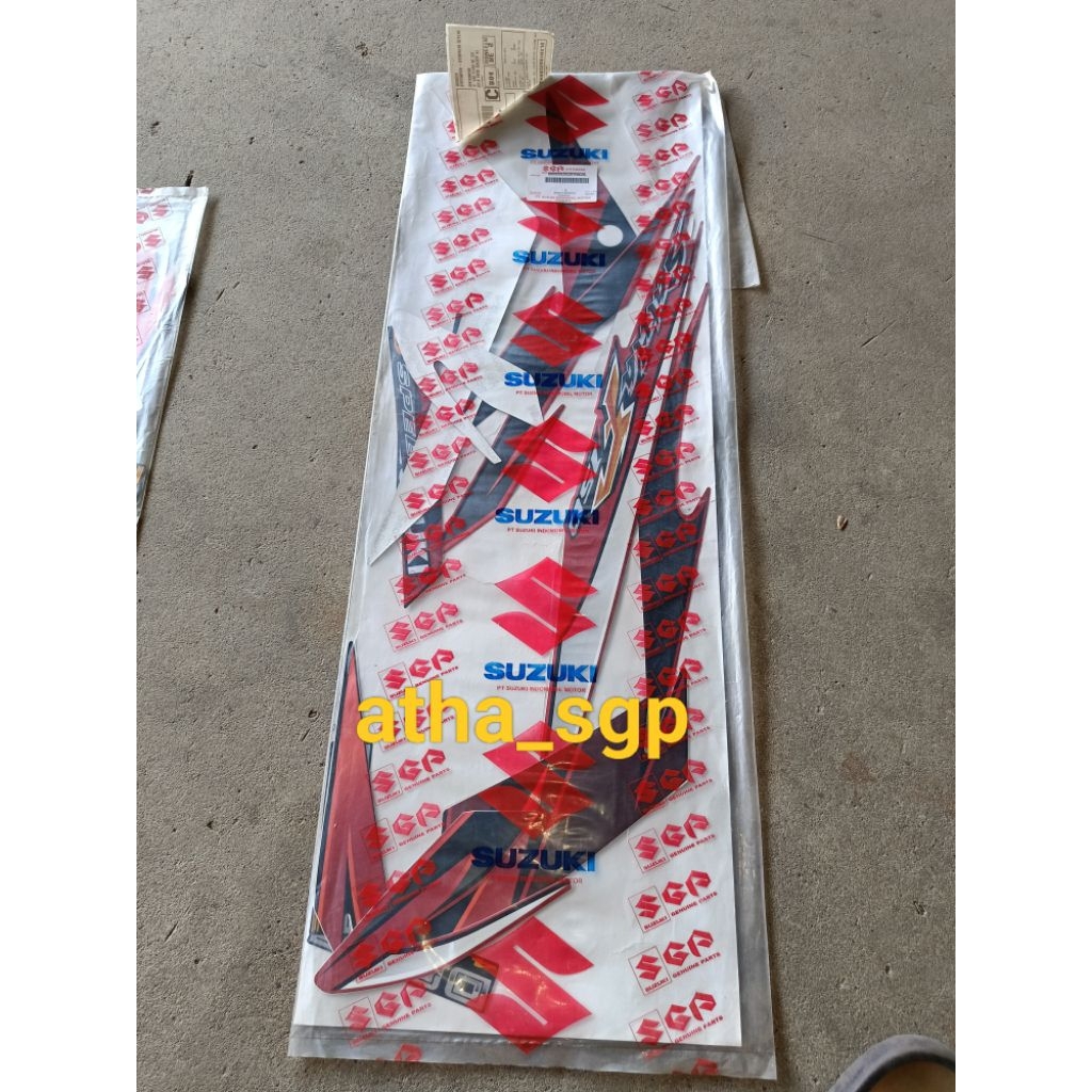 stiker body striping Suzuki Satria Fu 2008 hitam merah autumn red original sgp